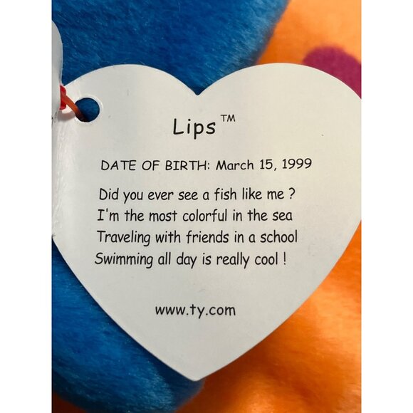 Ty Beanie Baby Lips Fish Plush Toy - Picture 7 of 12